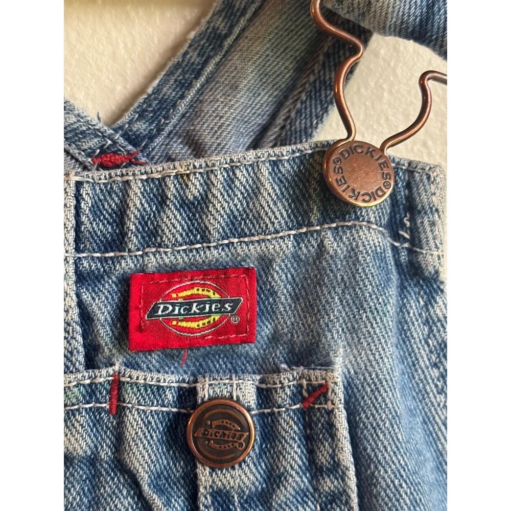 Dickies Kids Blue Denim Carpenter‎ Overalls Medium Wash Size L 7 KBB31025NB